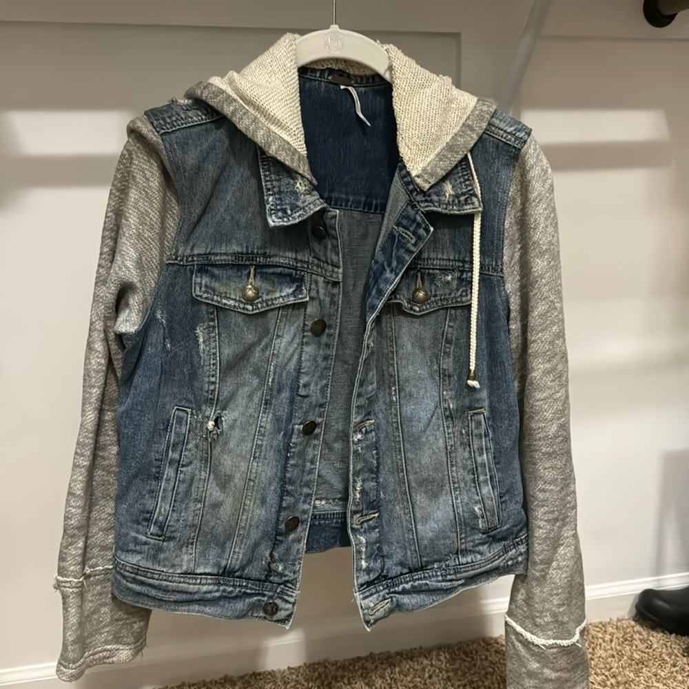 Free People Hooded Jean Jacket